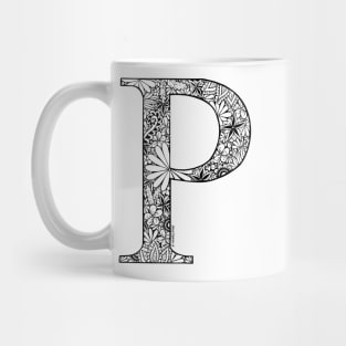 Floral letter Capital P Mug